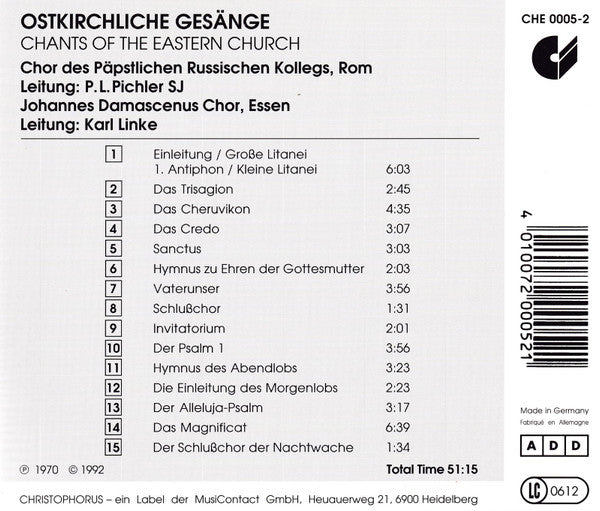 Chants Of the Eastern Church: CHOR DES PAEPSTLICHEN RUSSISCH