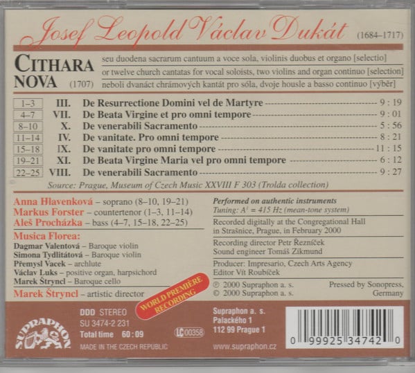 DUKAT: Cithara Nova - Hlavenkova, Musica Florea