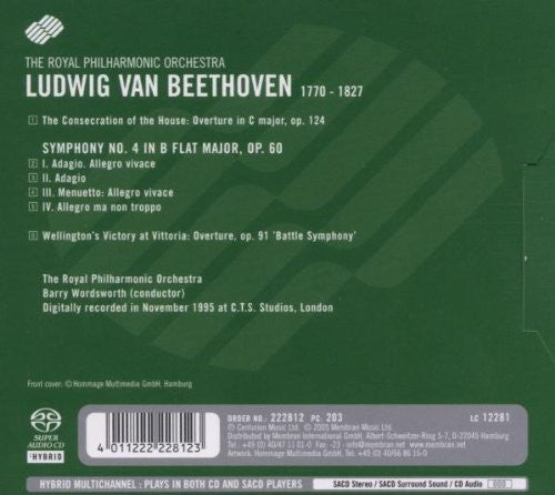 Beethoven: Symphony No. 4, The Consecration of the House Overture, Wellington's Victory - Barry Wordworth, Royal Philharmonic (Hybrid SACD)