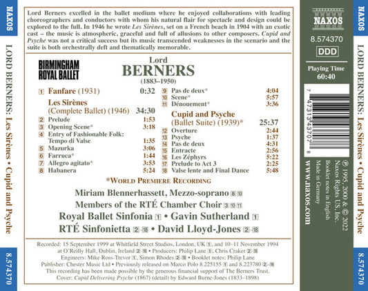 Berners: Ballet Music - Les Sirenes; Cupid & Psyche - Royal Ballet Sinfonia, Gavin Sutherland, RTÉ Sinfonietta, David Lloyd-Jones