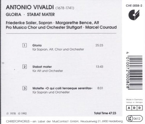 VIVALDI: GLORIA, STABAT MATER - PRO MUSICA CHOR UND ORCHESTRA STUTTGART