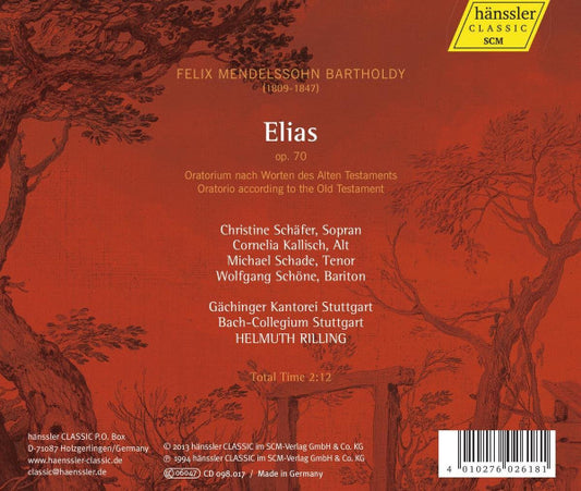 MENDELSSOHN: Elias - Rilling, Gachinger Kantorei, Bach Collegium Stuttgart (2 CDs)