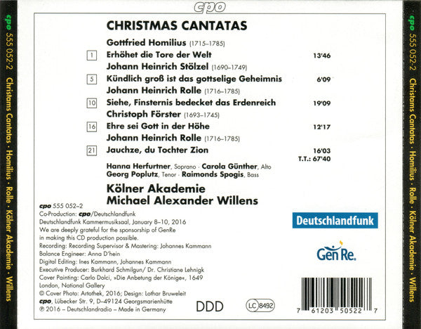 Homilius, Stölzel & Rolle: Christmas Cantatas - Kölner Akademie : Michael Willens