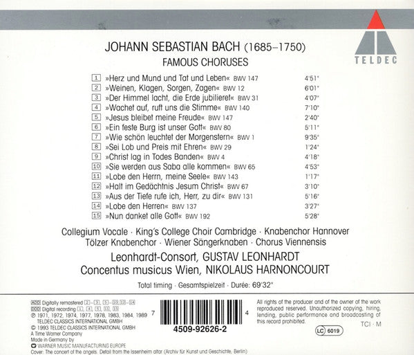 BACH: FAMOUS CHORUSES - Leonhardt-Consort, Gustav Leonhardt, Concentus Musicus Wien, Nikolaus Harnoncourt