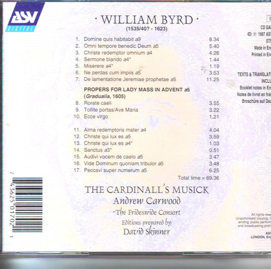 BYRD: Early Latin Church Music; Propers For Lady Mass In Advent - The Cardinall's Musick