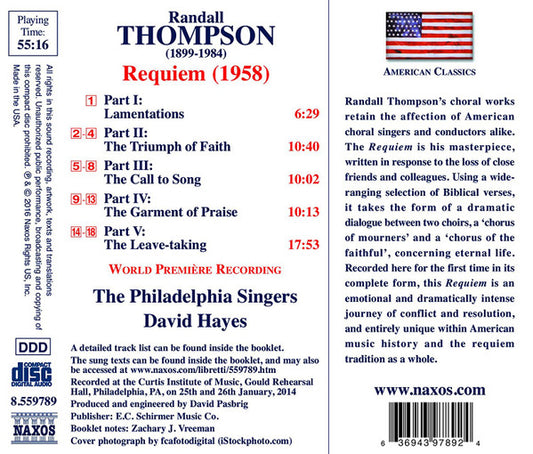 Thompson: Requiem - The Philadelphia Singers, David Hayes