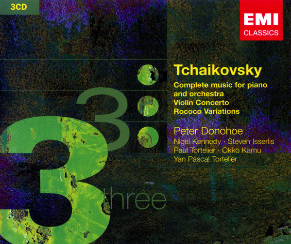 Tchaikovsky: Complete Music For Piano And Orchestra; Violin Concerto, Variations on a Rococo Theme - Peter Donohoe, Nigel Kennedy, Paul Tortelier (3 CDs)