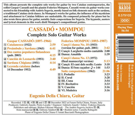 Cassado & Mompou: Complete Solo Guitar Works - Eugenio Della Chiara