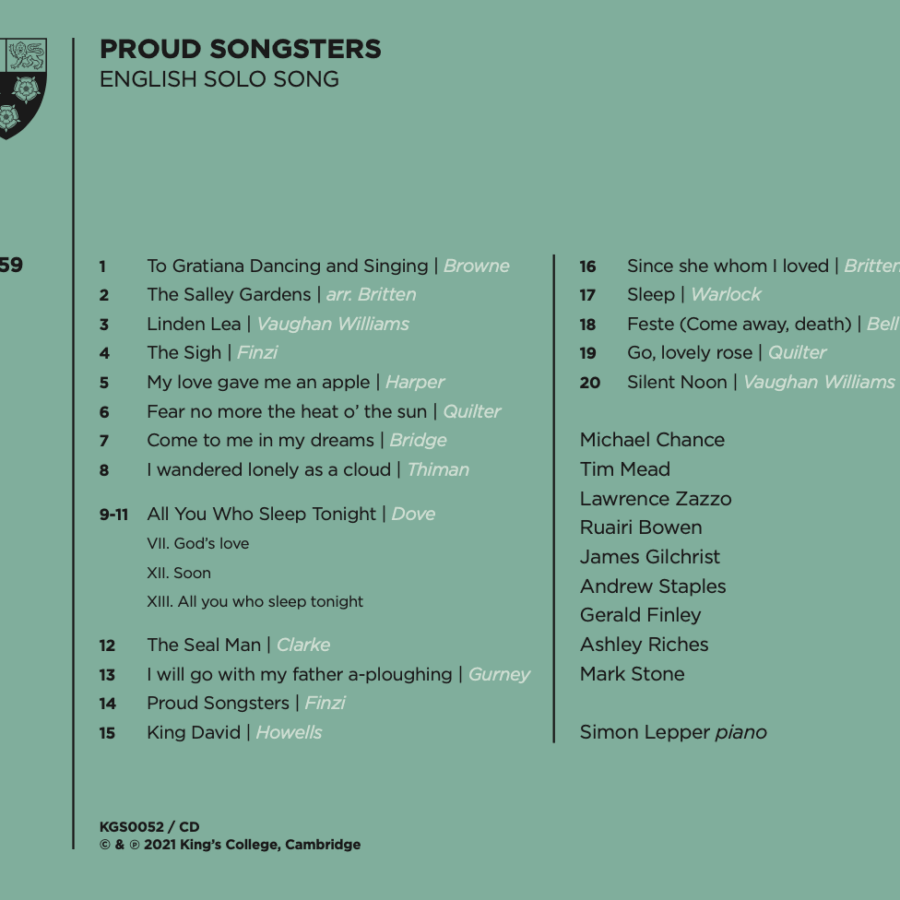 PROUD SONGSTERS: ENGLISH SOLO SONG