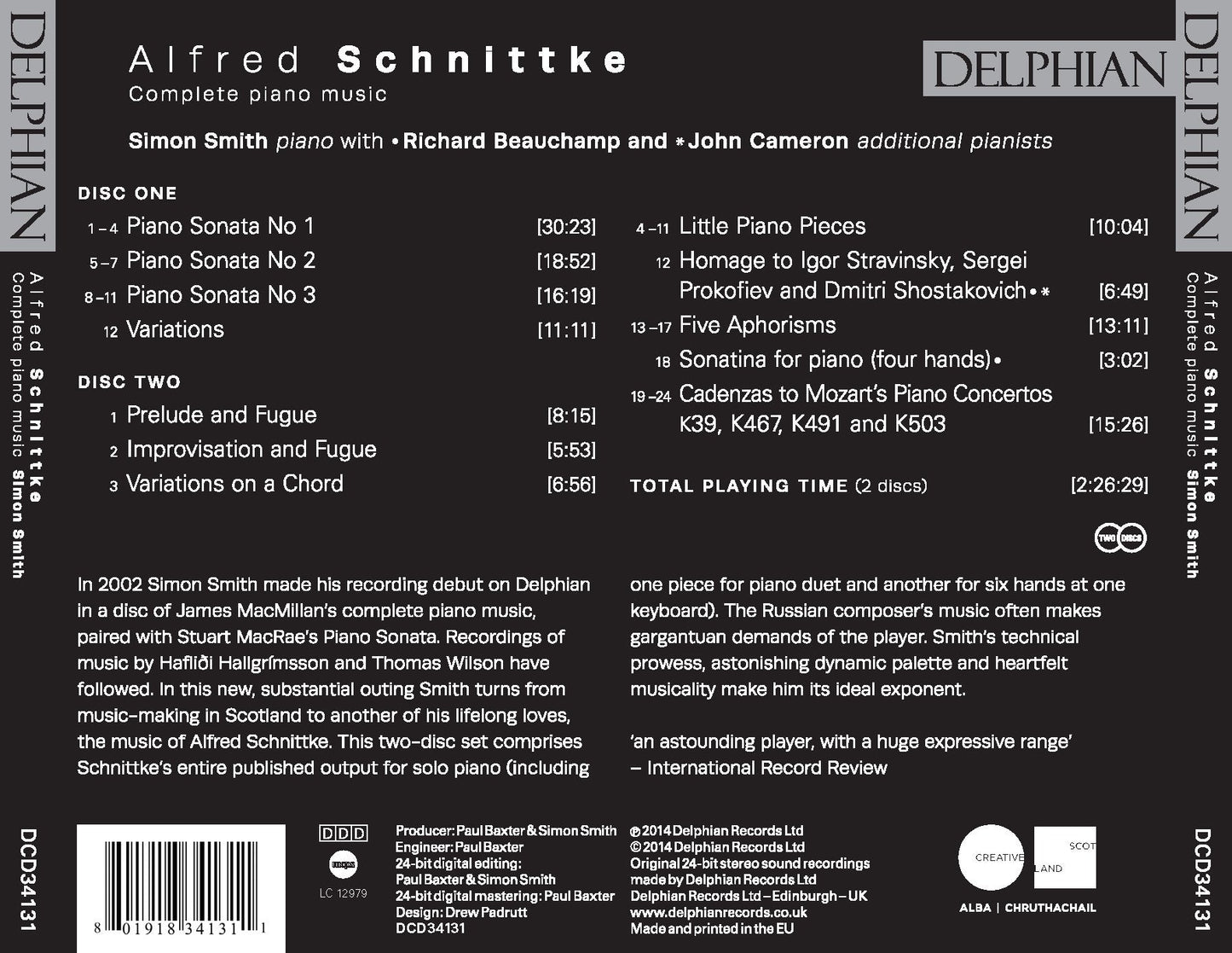 Schnittke: The Complete Piano Music - Simon Smith (2 CDs)