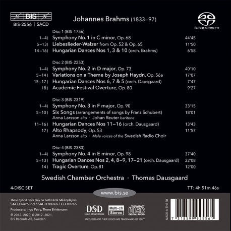 Brahms: Orchestral Works (4 Symphonies, Overtures, Haydn Variations) - Thomas Dausgaard, Swedish Chamber Orchestra (4 Hybrid SACDs)