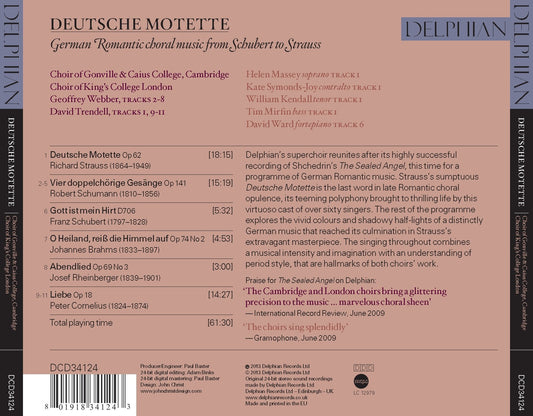 Deutsche Motette (German Romantic Choral Music From Schubert To Strauss) - Choir Of Gonville & Caius College, Cambridge
