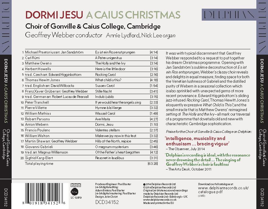 Dormi Jesu: A Caius Christmas - Choir Of Gonville & Caius College, Cambridge, Geoffrey Webber