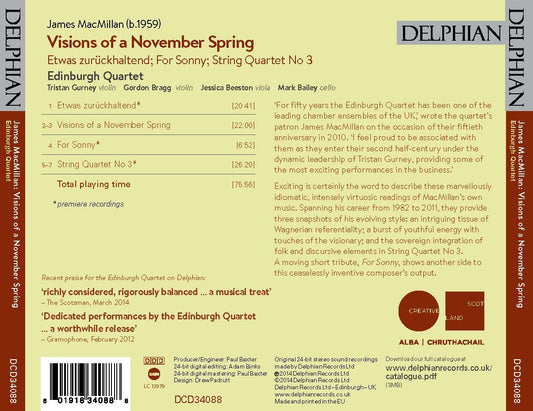 MacMillan: Visions of a November Spring - James MacMillan, Edinburgh Quartet