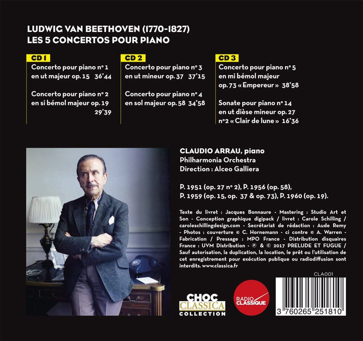 Beethoven: The Piano Concertos - CLAUDIO ARRAU, Philharmonia Orchestra (3 CDs)