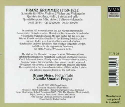 Krommer: Bohemian Flute Quintets - Bruno Meier, Stamitz Quartet Prague