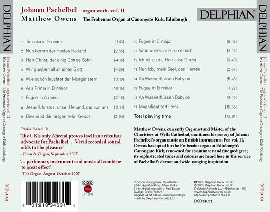 Pachelbel: Organ Works, Vol II - Matthew Owens
