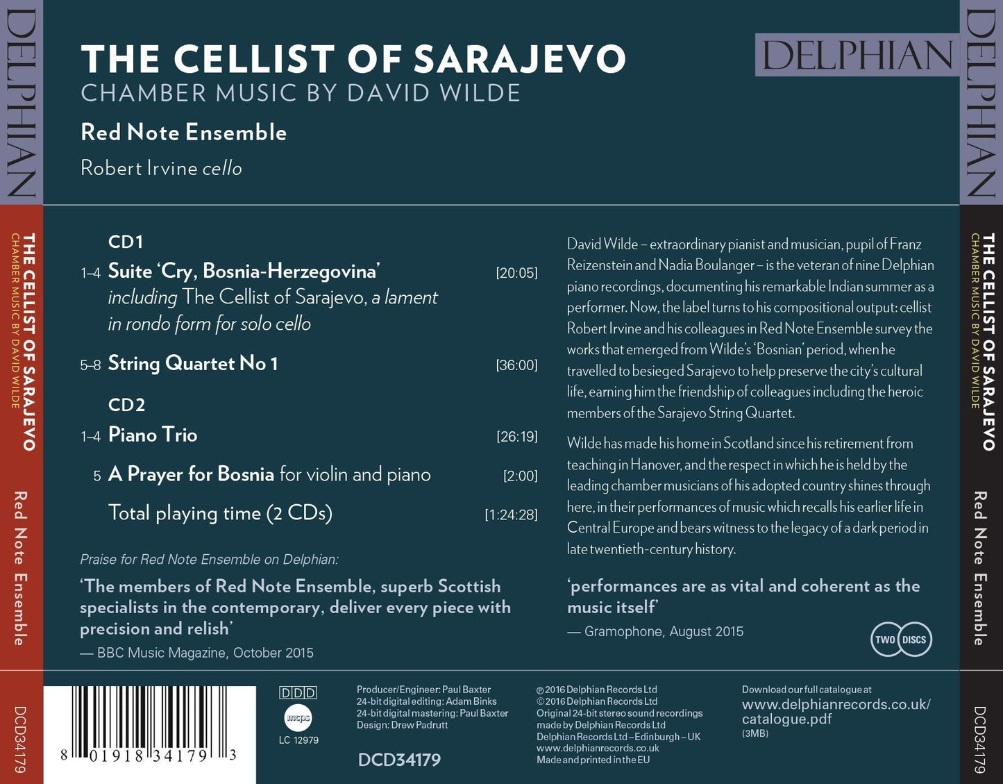 Wilde: The Cellist of Sarajevo (Chamber Music by David Wilde) - Red Note Ensemble
