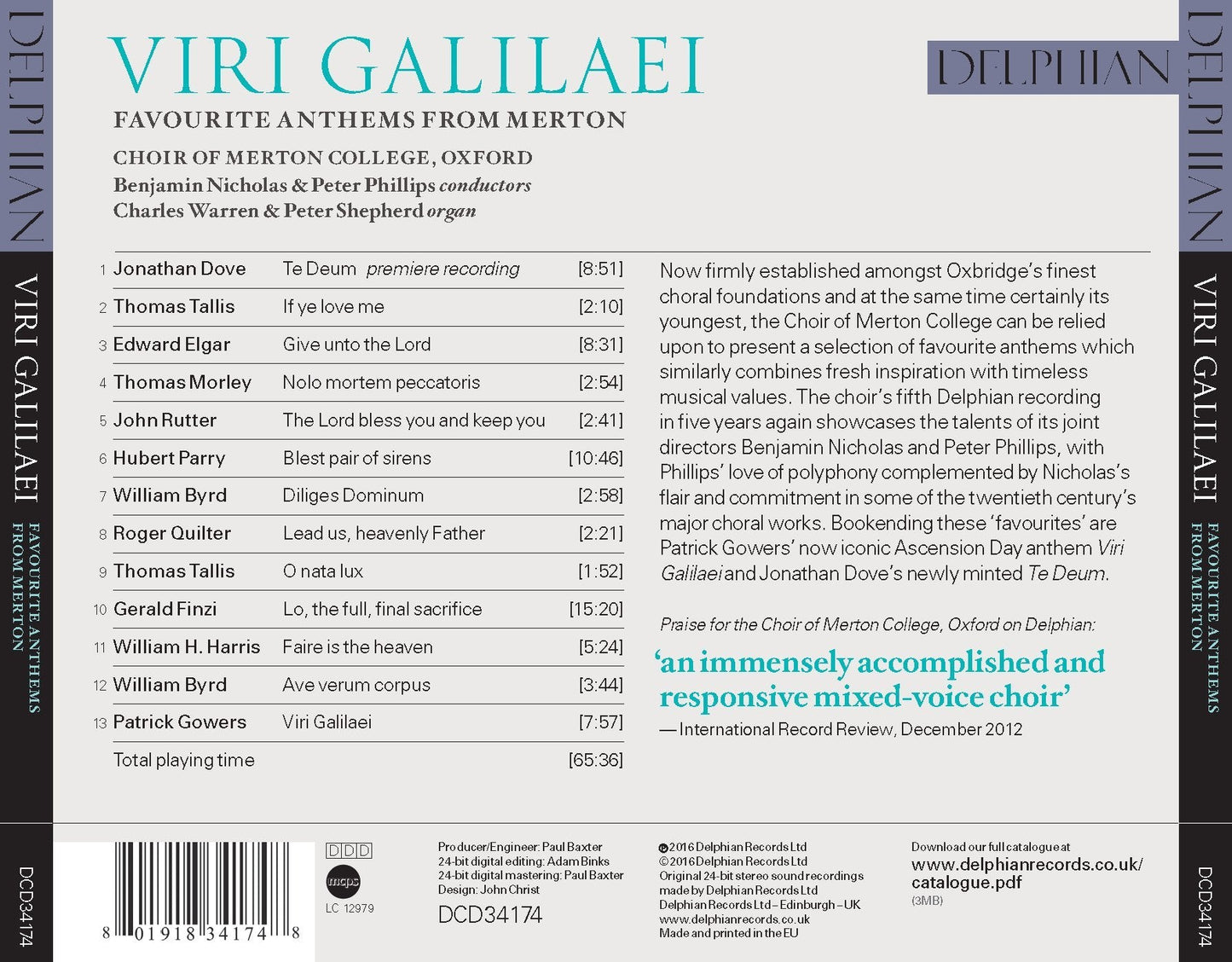 Viri Galilaei (Favourite Anthems From Merton) - Choir Of Merton College, Oxford, Benjamin Nicholas & Peter Phillips
