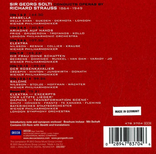 STRAUSS, R.: THE OPERAS - WIENER PHILHARMONIKER, GEORG SOLTI (15 CDS)