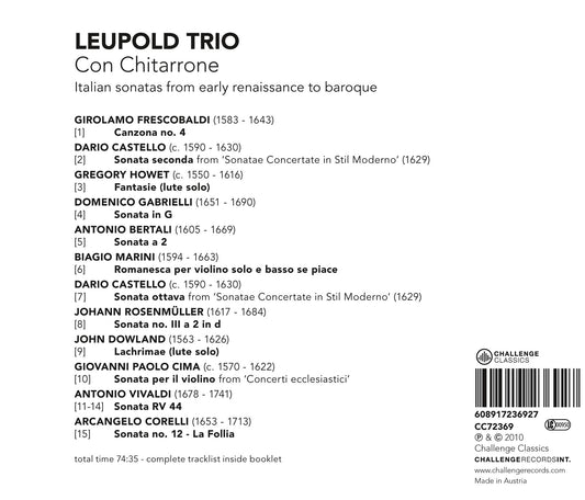 CON CHITARRONE: Italian Sonatas from Early Renaissance to Baroque - LEUPOLD TRIO
