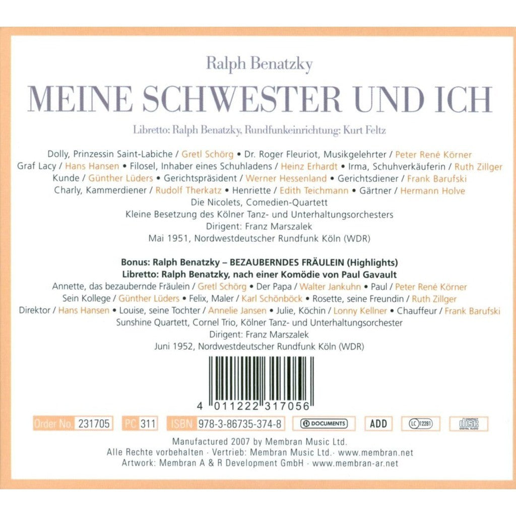 BENATZKY: Meine Schwester & Ich; Bezauberndes Fraulein highlights (2 CDS)
