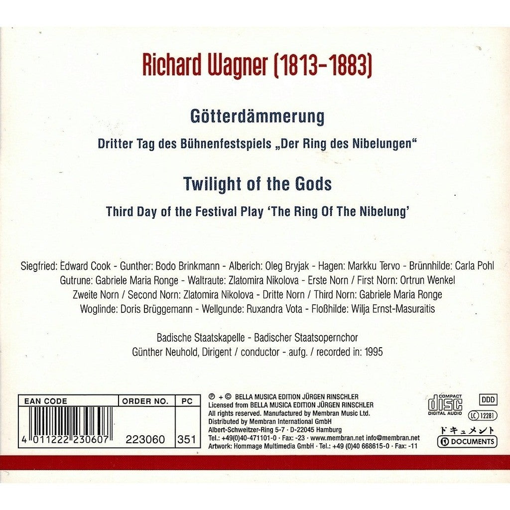 WAGNER: GOTTERDAMMERUNG - BADISCHER PHILHARMONIC, BADISHER CHOIR (4 CDS)