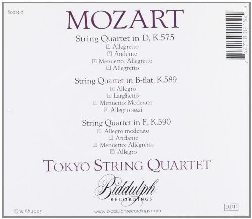 MOZART: STRING QUARTETS K. 575, 589, 590 - TOKYO STRING QUARTET
