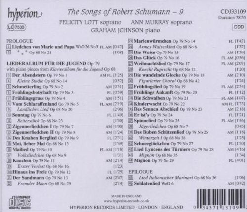 SCHUMANN - THE SONGS, Vol. 9 - Felicity Lott, Ann Murray, Graham Johnson