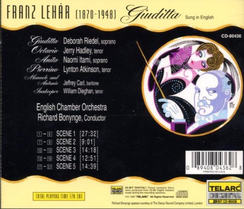 LEHAR: GIUDITTA (COMPLETE, SUNG IN ENGLISH) - Bonynge, English Chamber Orchestra