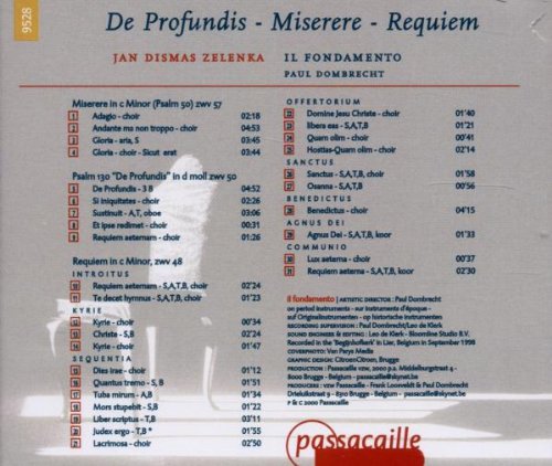 ZELENKA: De Profundis, Miserere, Requiem - Il Fondamento, Paul Dombrecht