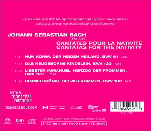 BACH: Christmas Cantatas (Cantates de la Nativite 122, 123, 161, 182): Montreal Baroque (HYBRID SACD)