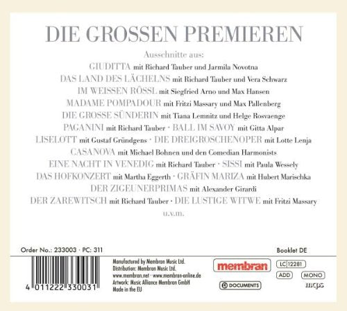 Die groĂźen Premieren (The Greatest Moments - 2 CDs)