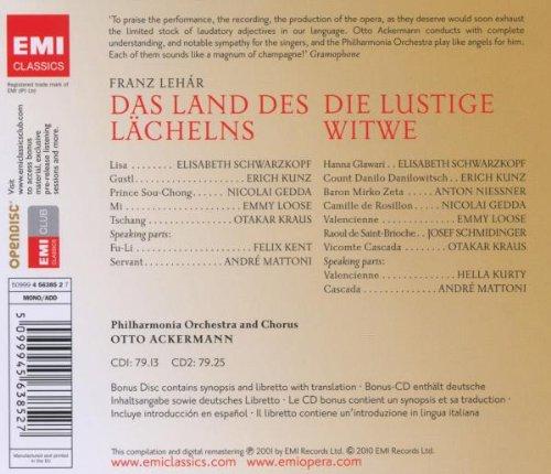 LEHAR: MERRY WIDOW & LAND OF SMILES - KUNZ, SCHWARZKOPF, GEDDA, ACKERMAN (3 CDS)