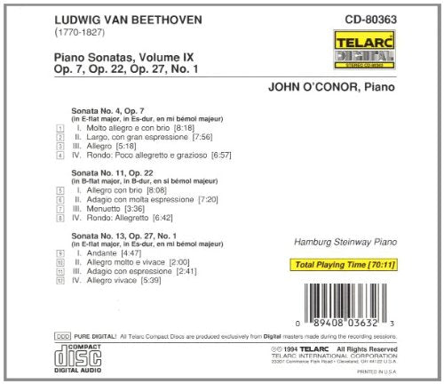 BEETHOVEN: PIANO SONATAS, VOL. 9 (No. 4, 11, 13) - John O'Conor