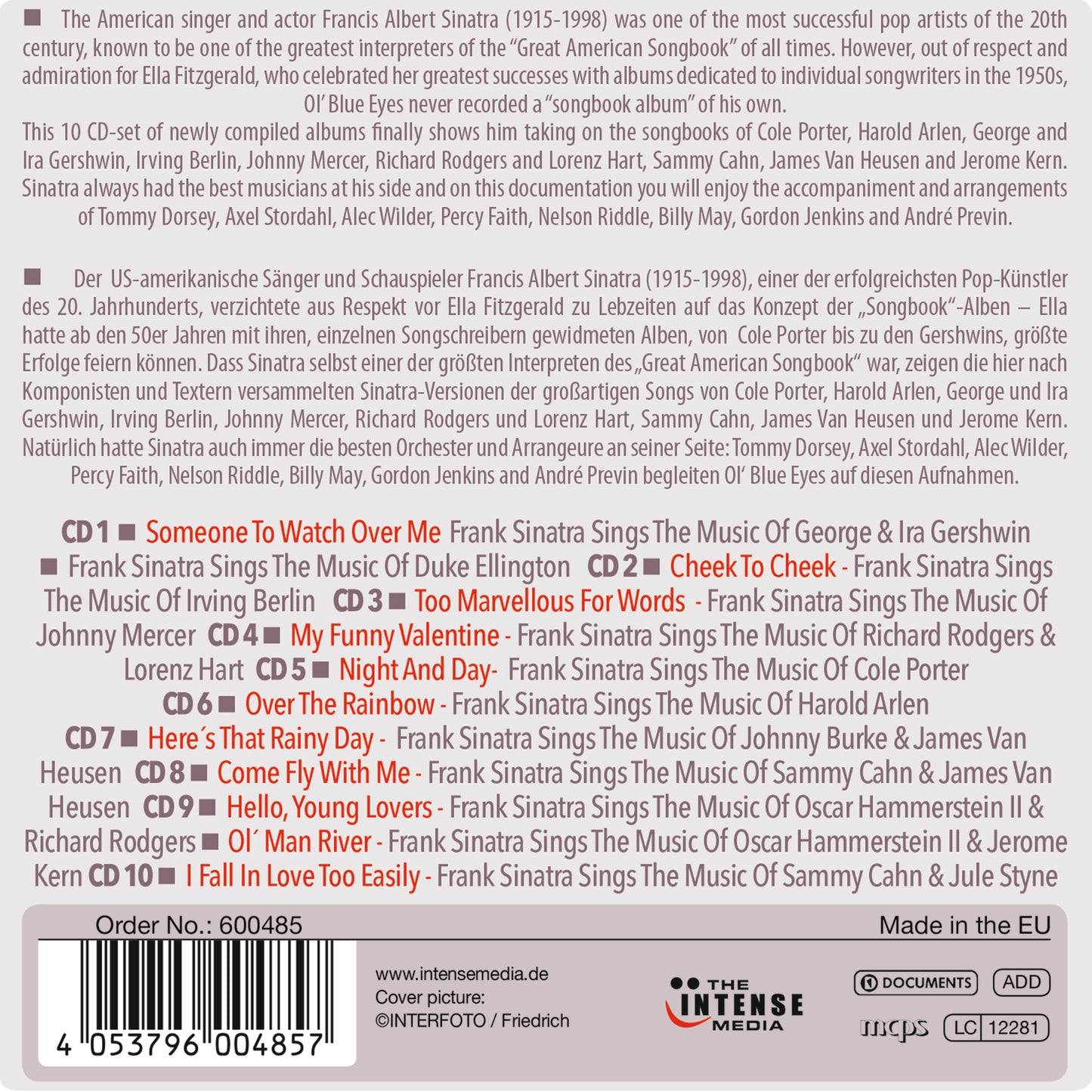 FRANK SINATRA SINGS THE SONGBOOKS (10 CDS)