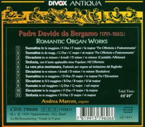 BERGAMO, Padre Davide da: Romantic Organ Works - Andrea Marcon