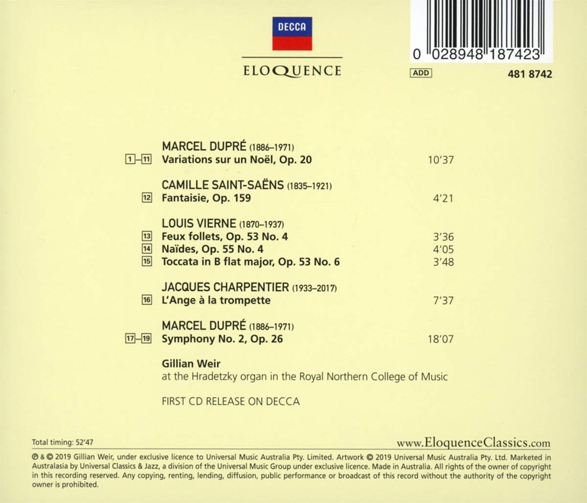 FRENCH VIRTUOSO ORGAN MUSIC - GILLIAN WEIR