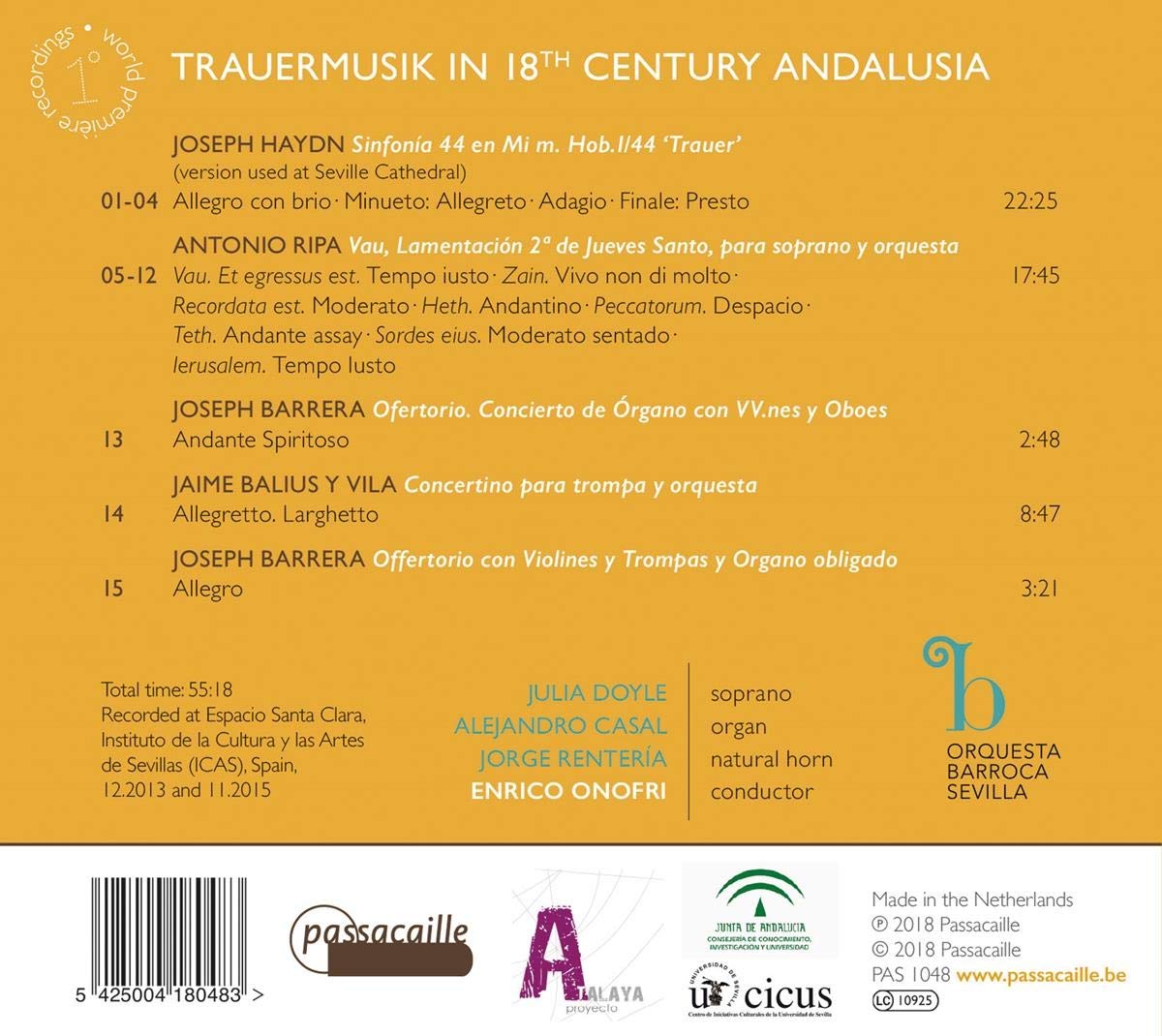 Trauermusik in 18th Century Andalusia (Haydn in Sevilla) - Orquesta Barroca de Sevilla, Onofri