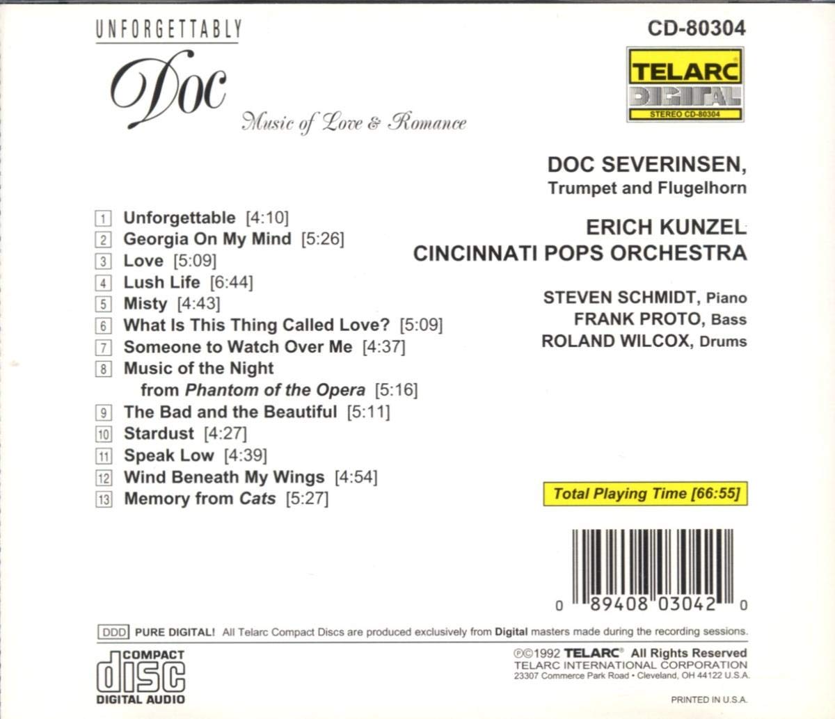 UNFORGETTABLY DOC: MUSIC OF LOVE AND ROMANCE - Doc Severinsen, Erich Kunzel & Cincinnati Pops Orchestra