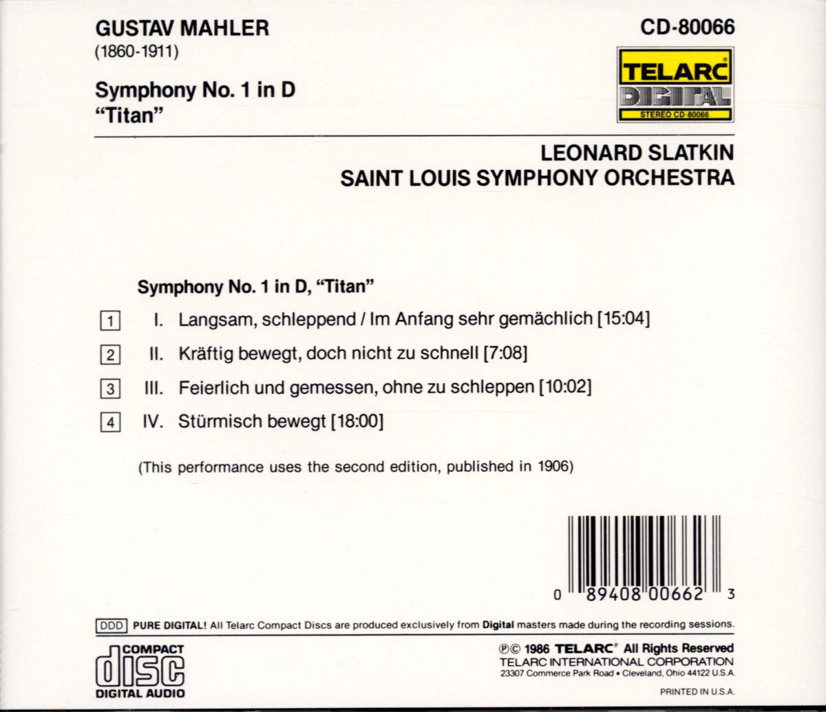 MAHLER: SYMPHONY NO. 1 IN D "Titan" - Leonard Slatkin, St. Louis Symphony Orchestra