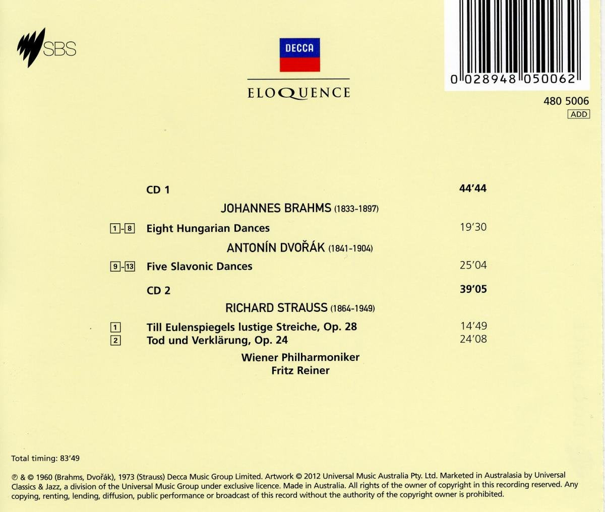 FRITZ REINER AND THE VIENNA PHILHARMONIC: THE DECCA RECORDINGS (2 CDS)