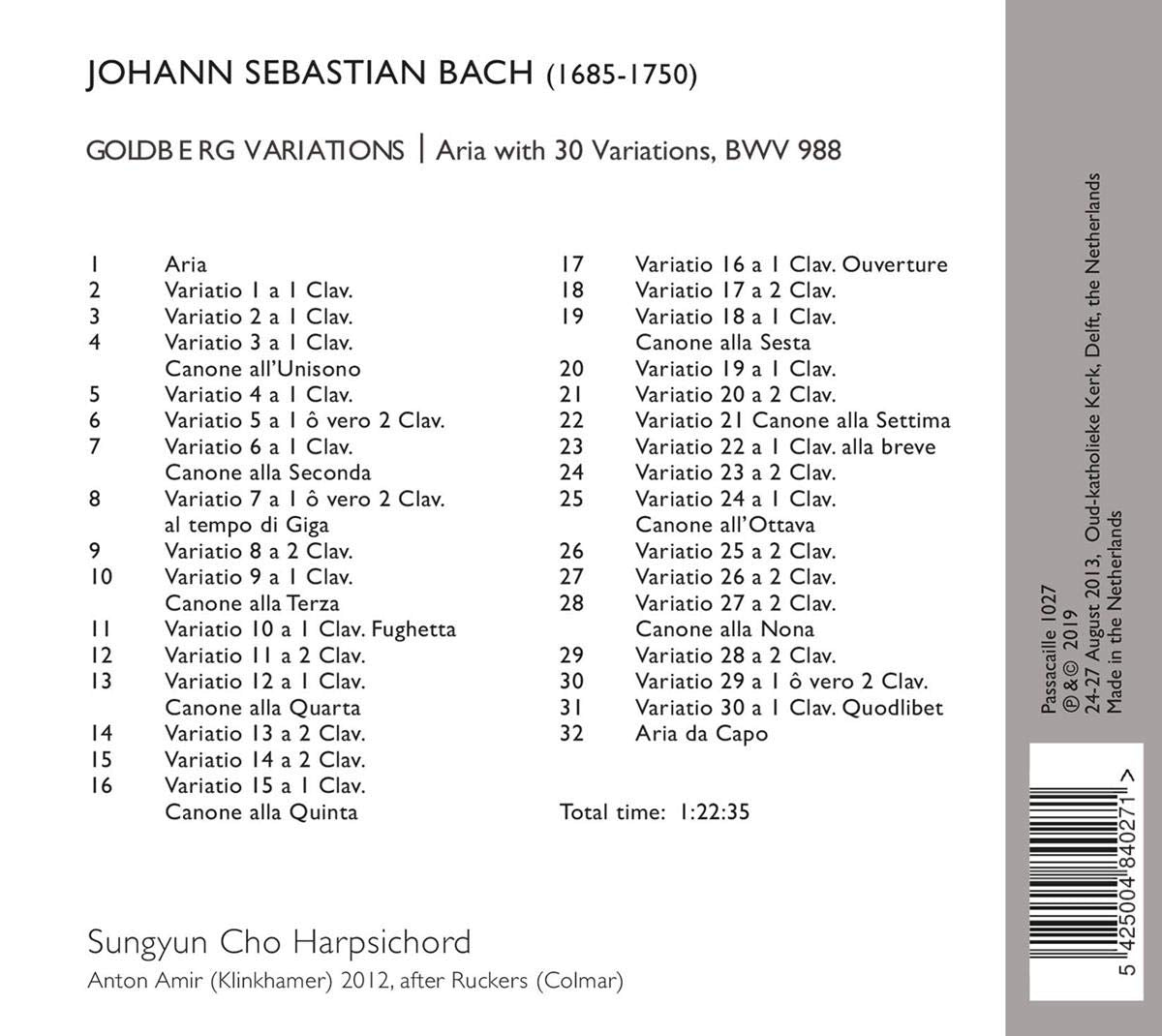 BACH: Goldberg Variations - Sungyun Cho