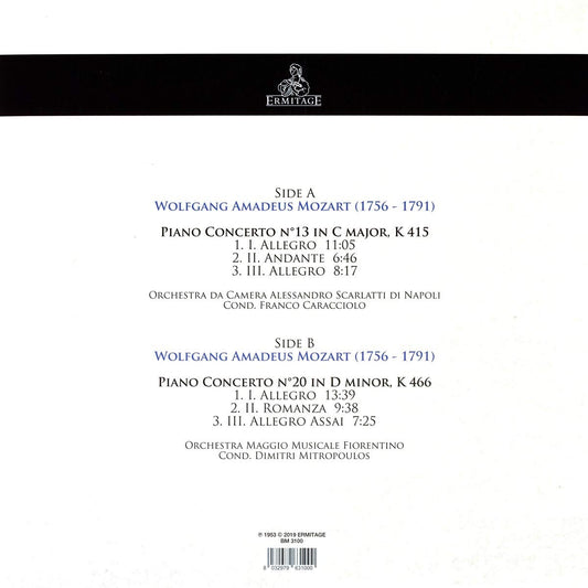 MOZART: Piano Concertos 13 & 20 - Michelangeli, Mitropoulos, Caracicciola (180g LP)