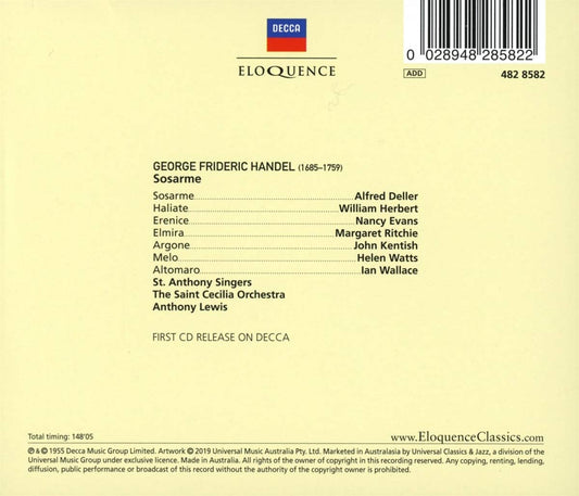 HANDEL: SOSARME - DELLER, LEWIS, ST. ANTHONY SINGERS (2 CDS)