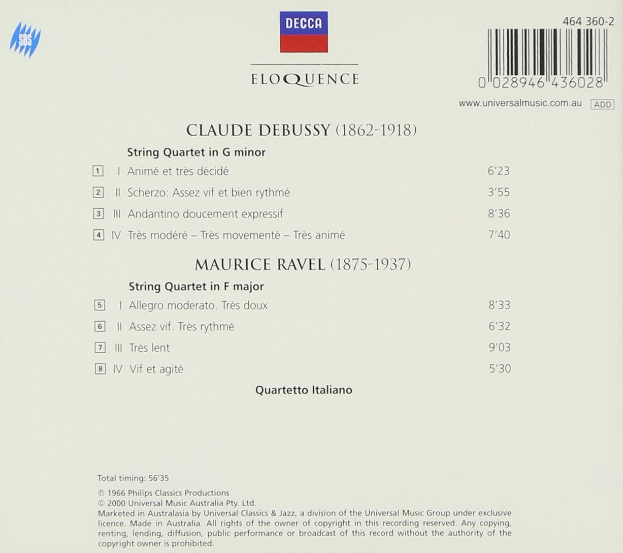 DEBUSSY/ RAVEL: String Quartets - Quartetto Italiano