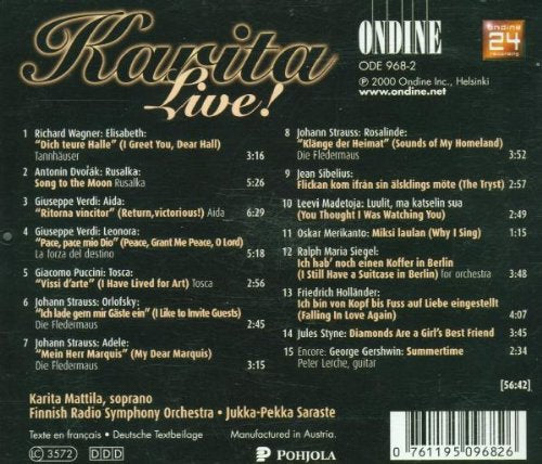 Karita Live: Karita Mattila, Finnish Radio Symphony Orchestra, Jukka-Pekka Saraste