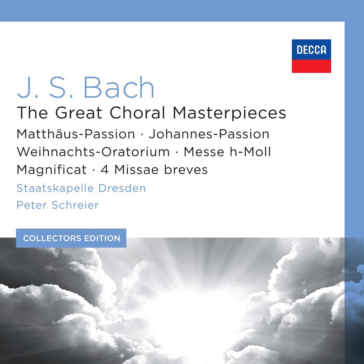 BACH: THE GREAT CHORAL MASTERPIECES - RUNDFUNKCHOR LEIPZIG, STAATSKAPELLE DRESDEN, PETER SCHREIER (12 CDS)