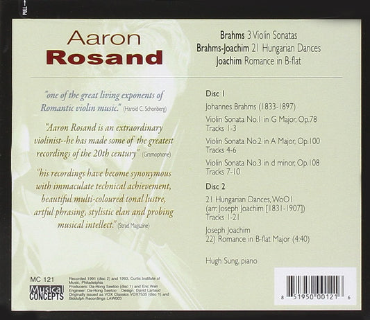 BRAHMS: VIOLIN SONATAS; 21 HUNGARIAN DANCES - ROSAND, SUNG (2 CDS)