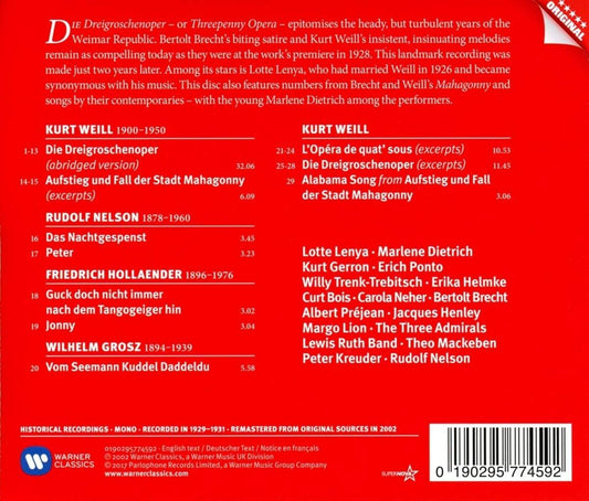Weill: Threepenny Opera (dreigroschenoper) - Lotte Lenya